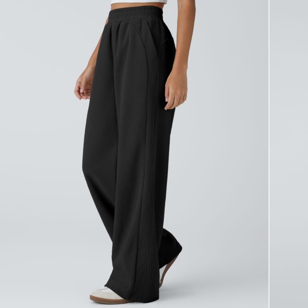 Halara High Waisted Side Pocket Straight Leg Mop Corduroy Casual Pants